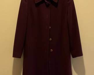 Burgundy Wool Blend Overcoat
