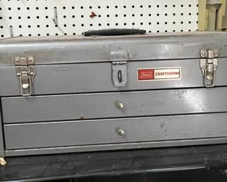 Vintage Craftsman Two-Drawer Tool Chest with Assorted Hand Tools