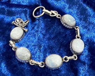 Rainbow Moonstone Sterling Silver Link Bracelet