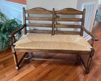 French Country Style Rush Seat Bench