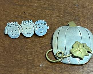 Mexican Sterling Silver Brooch Set