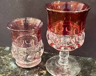 Tiffin-Franciscan King's Crown Ruby Flashed Glassware