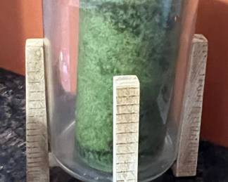 Modern Glass and Wood Candle Holder