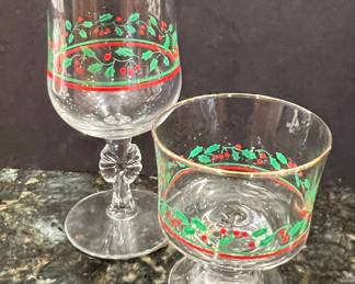 Vintage Libbey Arby's Christmas Holly Berry Glassware