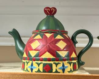Fitz and Floyd Quilt Pattern Teapot