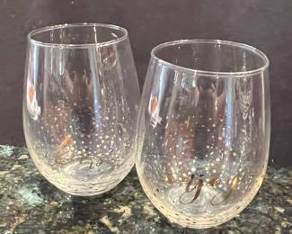 Stemless Wine Glasses with Gold Accents