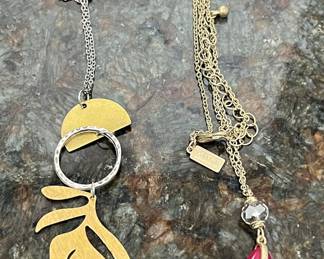 Joidart Style Mixed Metal and Crystal Pendant Necklaces