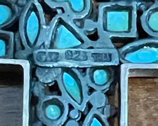 GXC 925 Thailand Turquoise Mosaic Style Cross Pendant