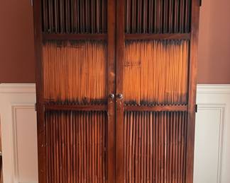 Bamboo and Wood Armoire Style Cabinet