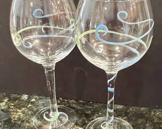 Hand Painted Wine Glass Set
