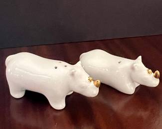 Ceramic Rhinoceros Salt and Pepper Shakers