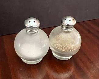 Vintage Glass Globe Salt and Pepper Shakers with Metal Caps