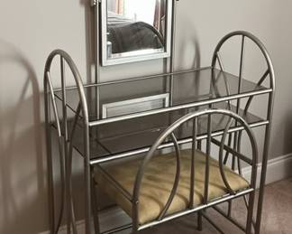 Contemporary Metal and Glass Vanity Set