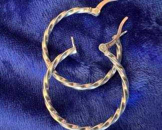Sterling Silver Twisted Hoop Earrings