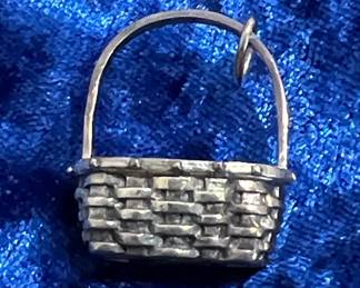 Sterling Silver Woven Basket Style Charm