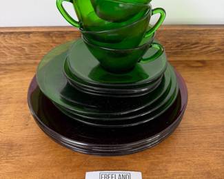 Green and Red depression glass