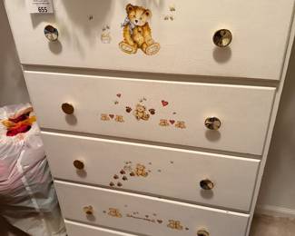 White four drawer dresser painted