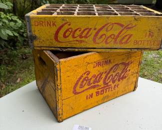 Antique 1950s wooden Coca-Cola advertising cases