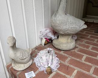Vintage Concrete Porch Geese