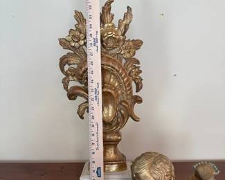 Vintage Borghese Gilt Decorative Sculpture with Reclining Cherub
