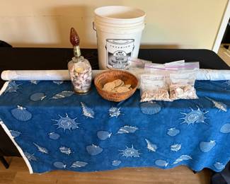 Seashell  Sand Dollar Collection with ShellFilled Lamp and Coastal Fabric