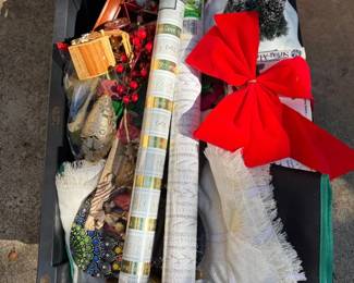 Holiday Craft  GiftWrap Mystery Lot with Bows, Ornaments, Mini Trees  Paper
