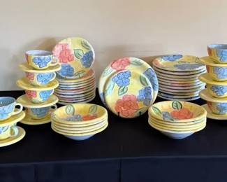 55Piece HandPaintedStyle Floral Dinnerware Set  Plates, Bowls, Cups  Saucers