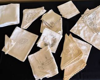 Embroidered White  Ivory Household Linens with Lace Textiles