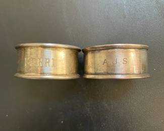 2 Vintage Sterling Silver Napkin Rings .893 Oz total sterling