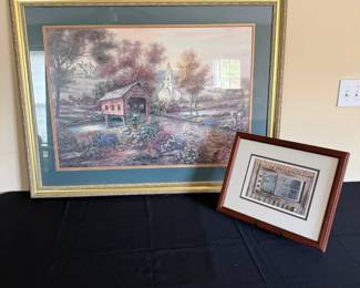 Carl Valente Razzberry Creek Crossing Print with Framed Window Picture
