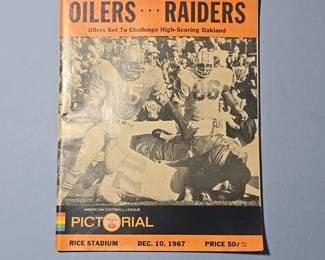 ***RARE*** 1967 Houston Oilers / Oakland Raiders Program AFL - Dec 10, 1967 - Rice Stadium