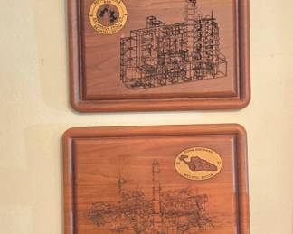 Vintage Rohm & Hass laser cut wood plaques