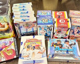 New sealed trading cards: Magic The Gathering, Bowman, Topps, Donruss (no discount on pictured items)