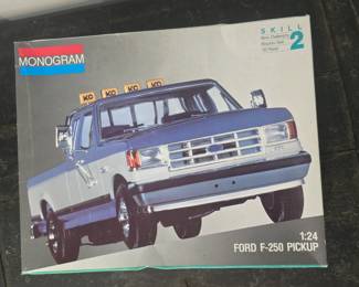 Large selection of model planes, trains and automobiles! This is an unopened Monogram model of a Ford F-250 Pickup Truck.