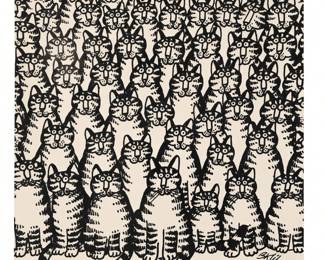 1977 Vintage Workman Publishers 'Audience of Cats' Poster by B. Kliban