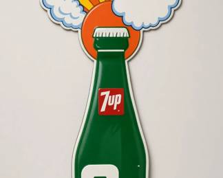 1976 Vintage Stout Sign Co. 7-up "The Uncola" die-cut bottle sign 72"x29"
