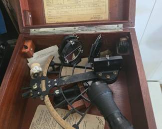 Vintage C Plath Micrometer Drum Marine Sextant w wooden box & Certificate. Hamburg 1935