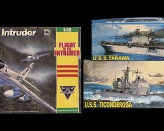 Revell A-6E Intruder Model Airplan (unopened box) - DML U.S.S. Tarawa & U.S.S. Ticonderoga Ship models (unopen boxes)