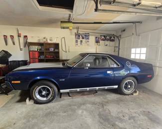 1970 AMC AMX - 70,213 miles - 2 seat - 4 speed manual floor shift - 360 cid V8, 4 barrel (~290 HP)