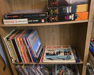 A nice collection of collectible vintage boardgames, books and specialty vinyl albums, sports magazines + a tub of vintage Hot Wheels! 