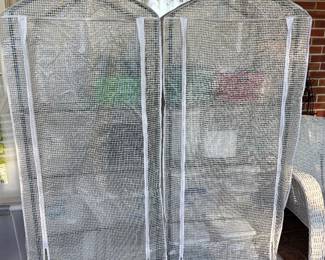 Four portable greenhouses