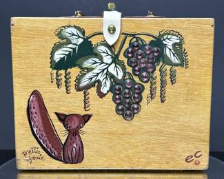 VINTAGE ENID COLLINS WOOD BOX PURSE