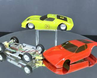 Vintage late 1960s Eldon Slot Race Cars