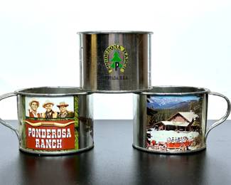 Vintage Ponderosa Ranch Tin Souvenir Cups