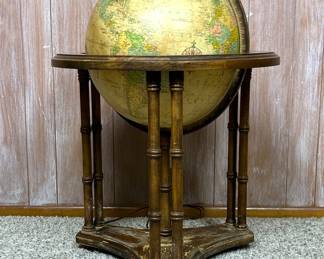 A vintage 16 inch diameter Heirloom Globe by Replogle that is designed to illuminate