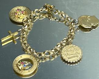 VINTAGE 14 K GOLD CHARM BRACELET