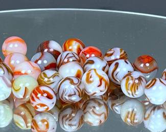 VINTAGE OX BLOOD GLASS MARBLES