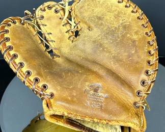 Vintage 1960s boy's baseball catcher's mitt by Nokona of the Nocona Leather Good Co. of Nocona, Texas