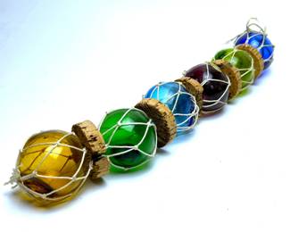 MID-CENTURY JAPANESE STYLE GLASS FISH NET FLOATS