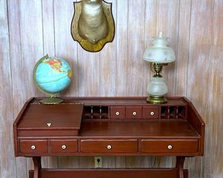 Vintage Ethan Allen Old Tavern Pine Desk in Sugar Bush Red
